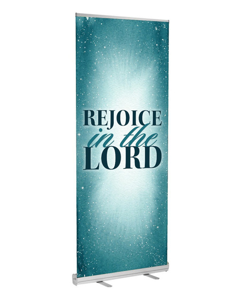 Rejoice in the Lord Winter D2 Retractable Banner