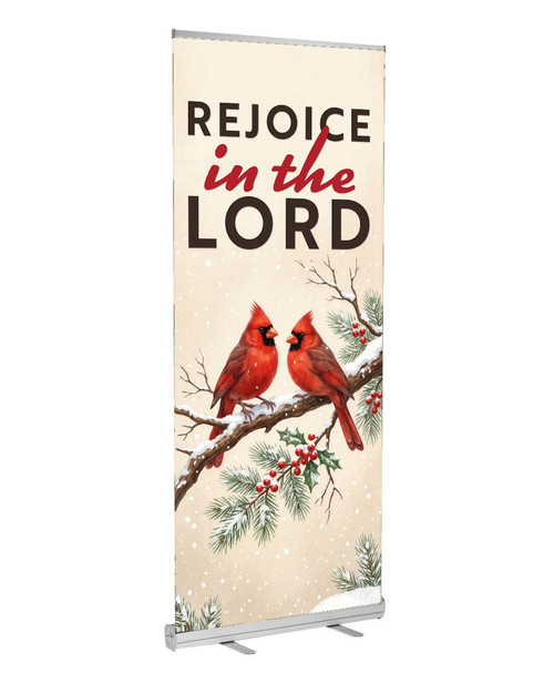 Rejoice in the Lord Winter D2 Retractable Banner