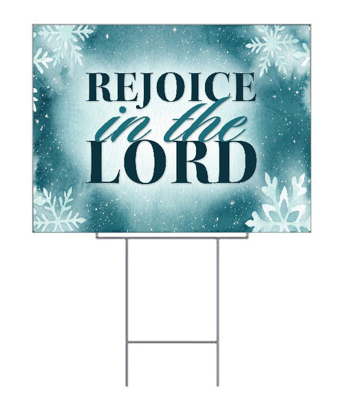 Rejoice in the Lord Winter Yard Sign