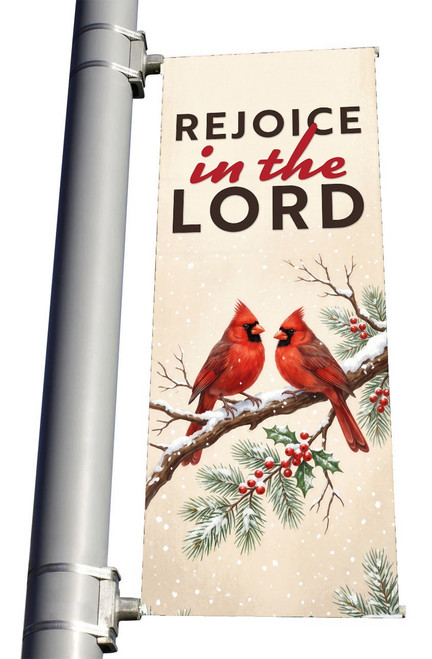 Rejoice in the Lord Winter Light Pole Banner