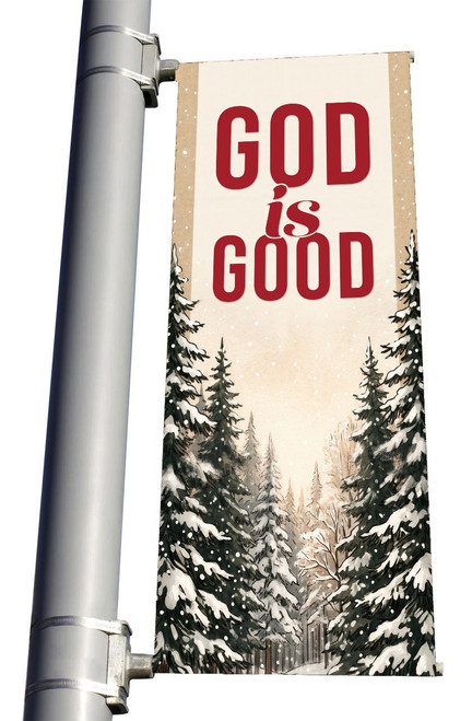 God is Good Winter Light Pole Banner