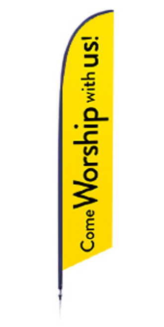 Worship With Us - Feather Flag - Yellow