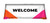 Welcome Color Block table throw: white with orange and pink color blocks