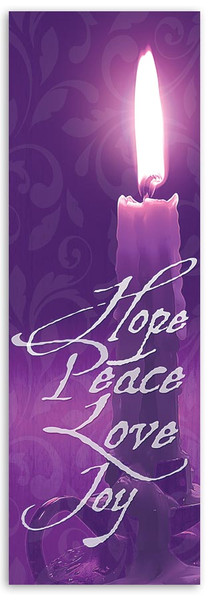 Purple Hope Peace Love Joy Advent candle banner ADV010