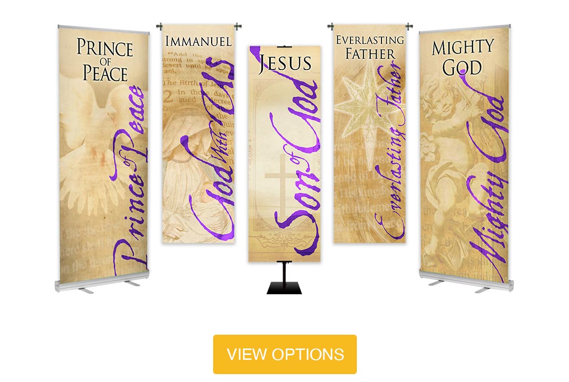 Tan & Purple Names of Christ Banners