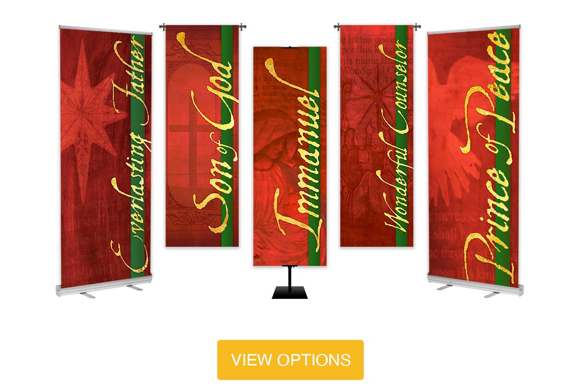 Red & Gold Names of Christ Banner Series