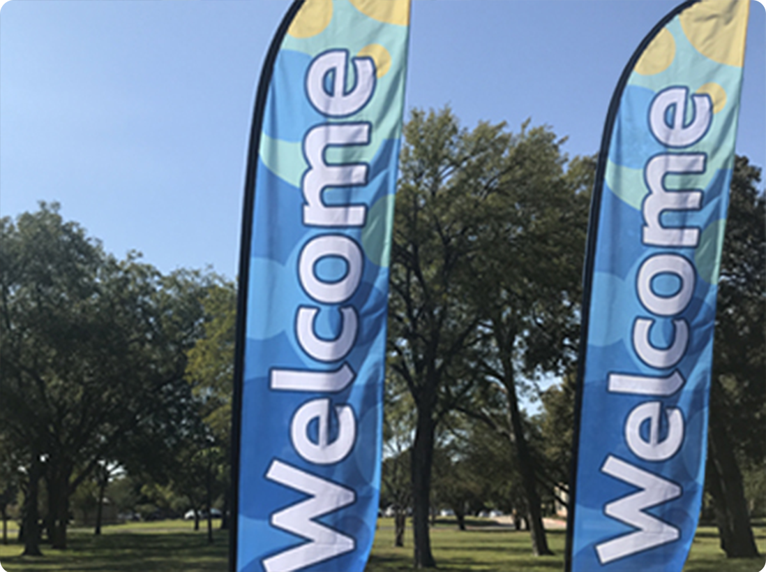 welcome feather flags