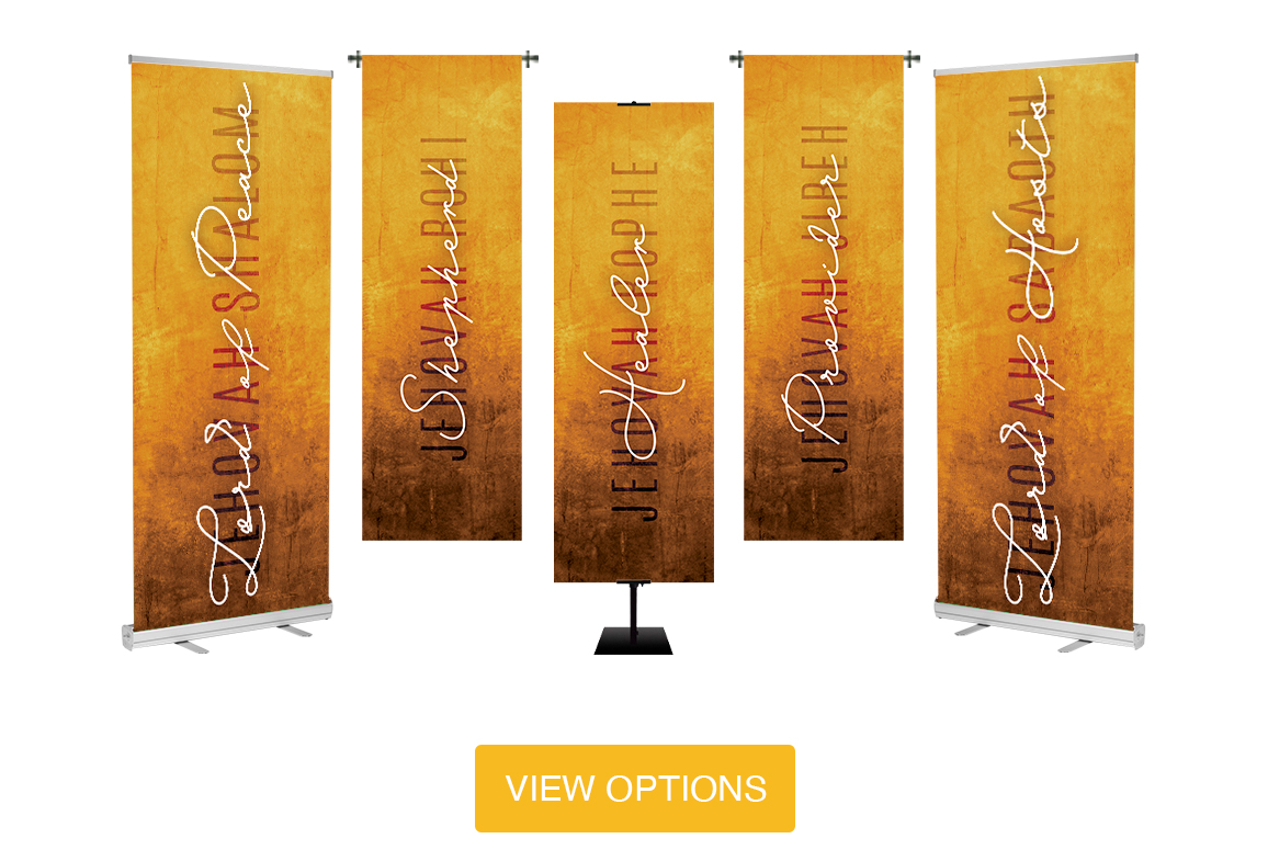 Names of God Gold Concrete Banners