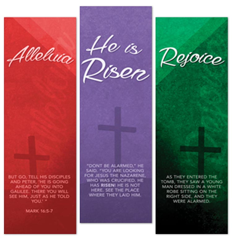 Easter banners design with Mark 16 verse