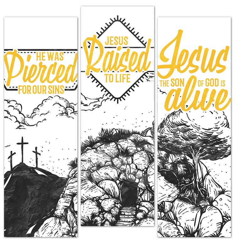 Easter banners with the empty tomb design