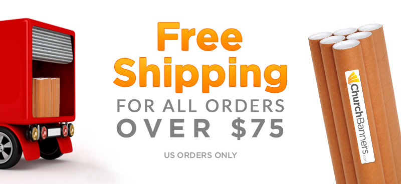 free shipping on church banners over 75 dollars