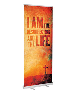 Resurrection Program Banner Resurrection and Life - D2 Retractable - E276 - ChurchBanners.com