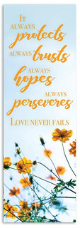 Love Never Fails - Wedding Banner - WED025 - ChurchBanners.com