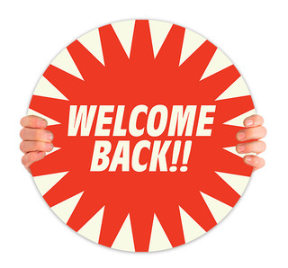 Welcome Back - Circle Handheld Sign - HH085 - ChurchBanners.com