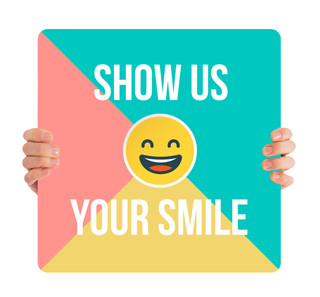 Show Us Your Smile - Handheld Sign - HHK004 - ChurchBanners.com