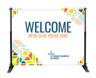 Welcome - Backdrop 1 - Abstract Stained Glass Style 16 - ChurchBanners.com
