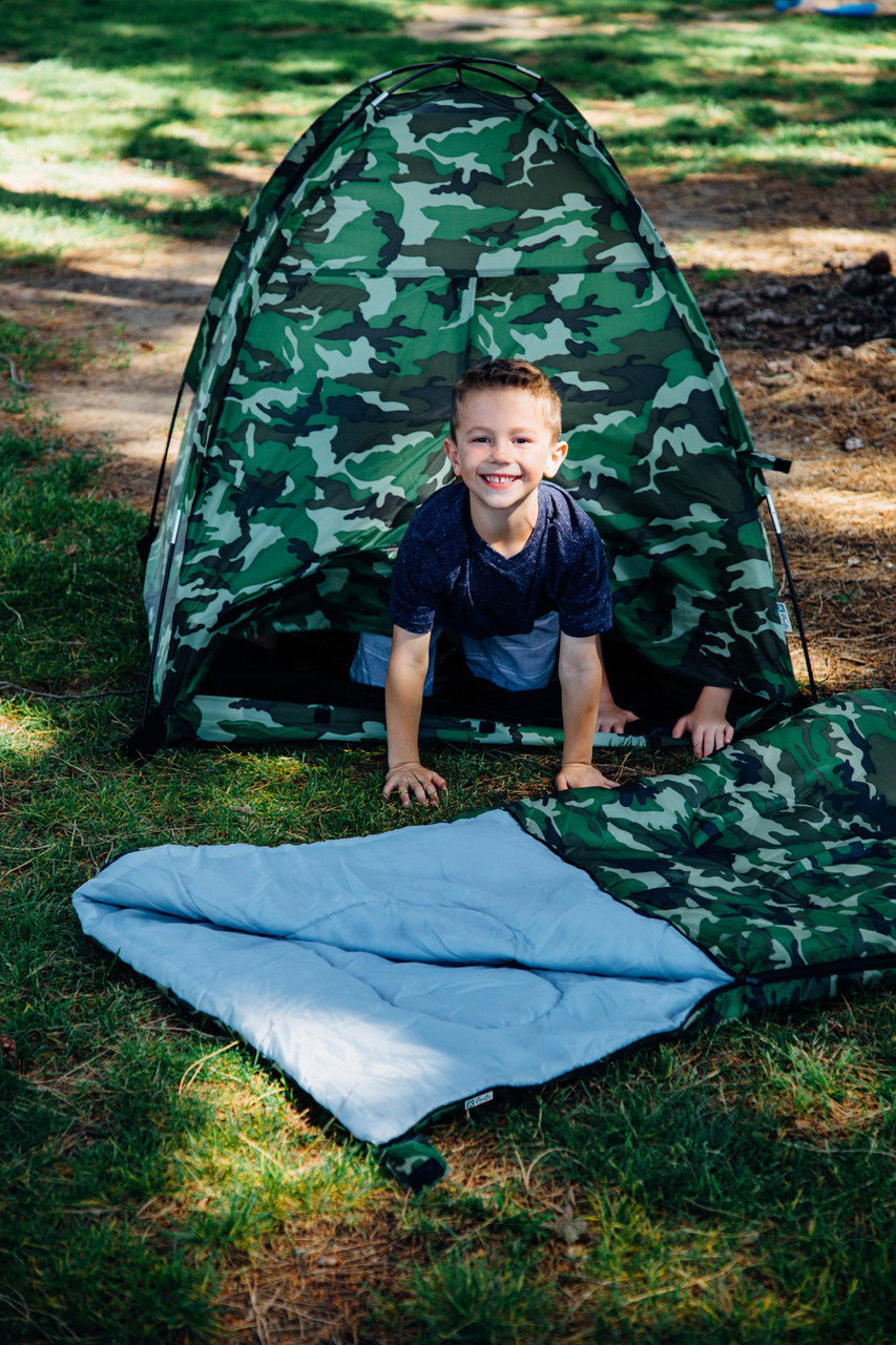 Green Camo Tent, Chair, Sleeping Bag Set Pacific Play Tents