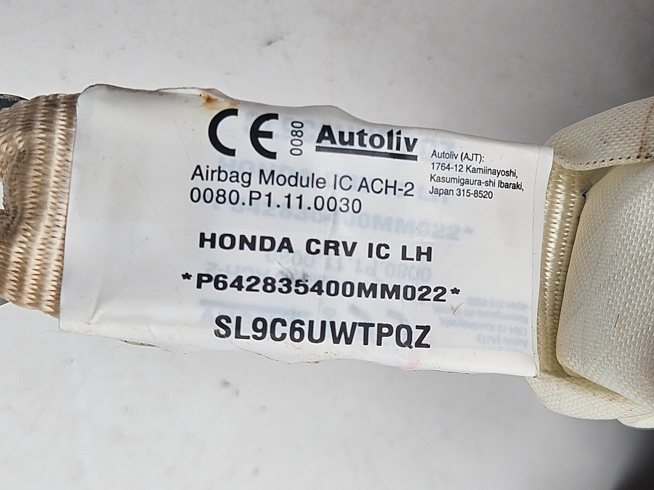 2017 2018 2019 2022 Honda Cr-v Left Driver Side Roof Airbag OEM