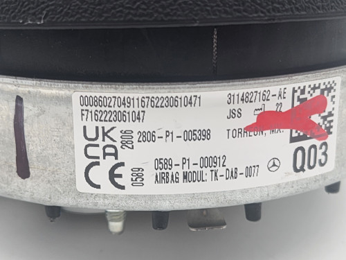 2021-2025 Mercedes-benz Gle Gls Front Left Driver Side Steering Wheel Airbag Black OEM