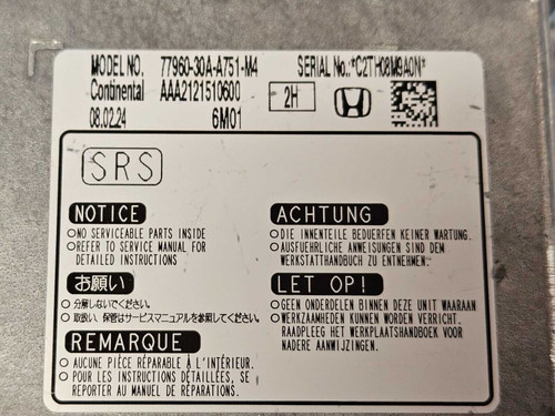 2023-2024 Honda Accord 1.5L LX EX SRS Safety Control Module Unit OEM 2023-2024 Honda Accord 1.5L LX EX SRS Safety Control Module Unit OEM