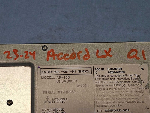 Honda 2023–2025 Honda Accord LX Display Multimedia Screen OEM 