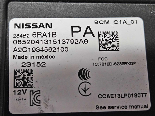 Nissan 2023-2024 Nissan Rogue Bcm Body Control Module 284b26ra1b Oem 