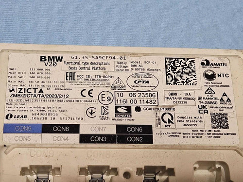 BMW 2018-2024 BMW FUSE RELAY BOX BCU BODY CONTROL MODULE UNIT OEM 