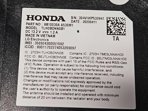Honda 2023-2025 Honda Accord Hybrid Telematics Control Module Unit Oem 