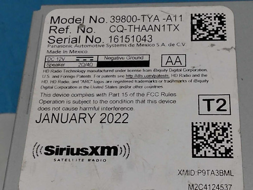 Acura 22-23 Acura Mdx Satellite Radio Receiver Control Unit Module 39800tyaa11 Oem 