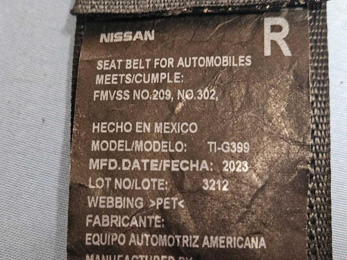 Nissan 19 23 Nissan Maxima Front Right Seatbelt Retractor Pretensioner Black/tan Oem 