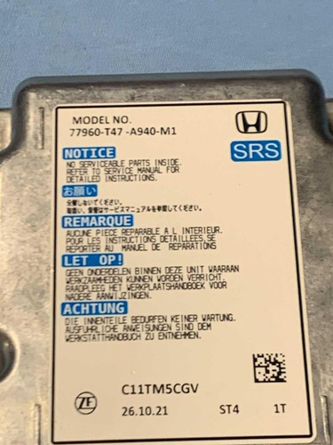 Honda 2022-2025 Honda Civic Hatchback Restraint Control Module SRS 77960T47A940 OEM 