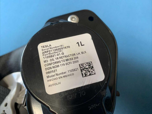Tesla 2017-2023 Tesla Model 3 Front Left Driver SeatBelt Black 110582101G OEM 