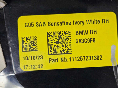 BMW 2019 - 2025 Bmw X5 Rear Right Lateral Trim Bolster Airbag Ivory White OEM 