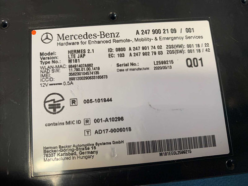 19-21 Mercedes-benz W167 Telematics Communication Control Module 2479002109 OEM