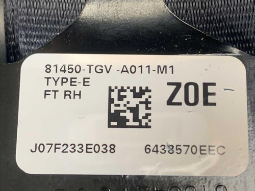 Acura 2021–2022 Acura TLX Front Right Seatbelt Retractor Black OEM 