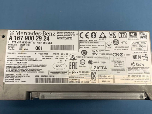 20-23 Mercedes Gle W167 Radio Head Unit High ECE USA NTG6H M248 1679002924 OEM