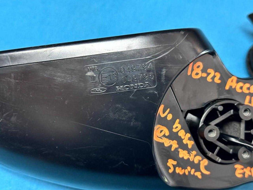 18-22 Honda Accord Left Driver Door Mirror Blue B575p Cut 5 Wire *no Base* Oem