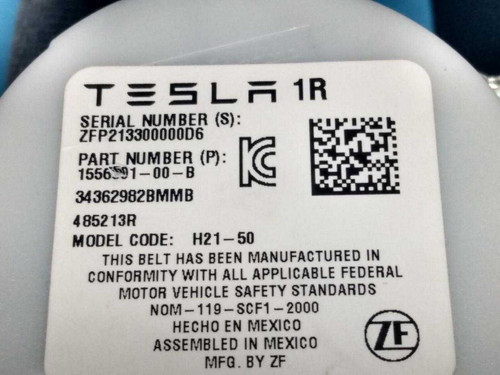 21-23 Tesla Model S Front Right Side Seat Belt W/o Pretensioner 155660100b OEM