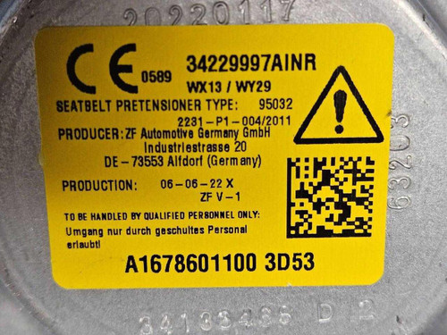 Mercedes-Benz 2020-2025 Mercedes-Benz Gle W167 Rear Left Seatbelt Retractor RED OEM  Mercedes-Benz 2020-2025 Mercedes-Benz Gle W167 Rear Left Seatbelt Retractor RED OEM