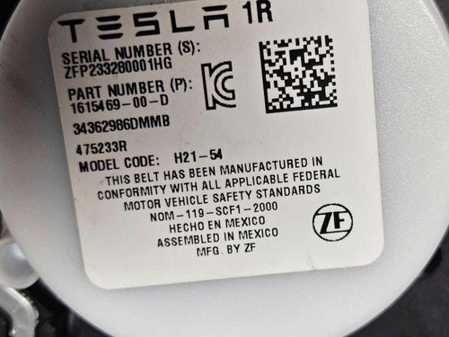 Tesla 2021-2024 Tesla Model X Front Right Passenger Seatbelt 161546900D OEM 