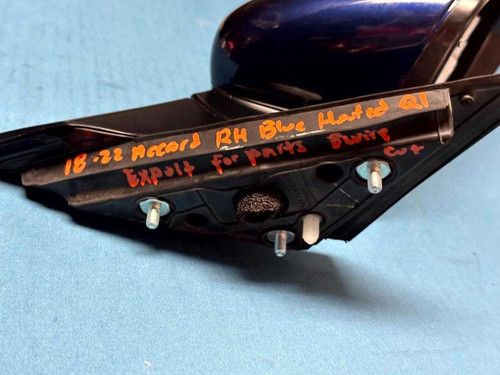 Honda 18-22 Honda Accord Right Passenger Door Mirror No Glass Cut Wire Heated Blue OEM  Honda 18-22 Honda Accord Right Passenger Door Mirror No Glass Cut Wire Heated Blue OEM