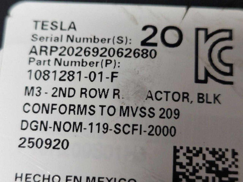 Tesla 2017-2022 Tesla Model 3 Rear Right Or Left SeatBelt Retractor OEM  Tesla 2017-2022 Tesla Model 3 Rear Right Or Left SeatBelt Retractor OEM