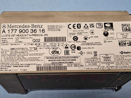 2023-2024 Mercedes Radio Receiver Head Unit NTG7 Premium Japan 1779003616 OEM