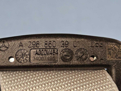 Mercedes-Benz 2022-2025 Mercedes-Benz EQS Rear Right SeatBelt Retractor Ivory OEM  Mercedes-Benz 2022-2025 Mercedes-Benz EQS Rear Right SeatBelt Retractor Ivory OEM