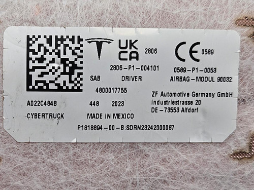 Tesla 2024-2025 Tesla Cybertruck Front Left Seat Airbag 181889400B OEM 
