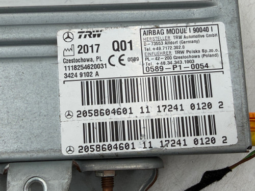 2017-2023 Mercedes-Benz C63s Convertible Rear Passenger Quarter Panel Seat Airbag OEM