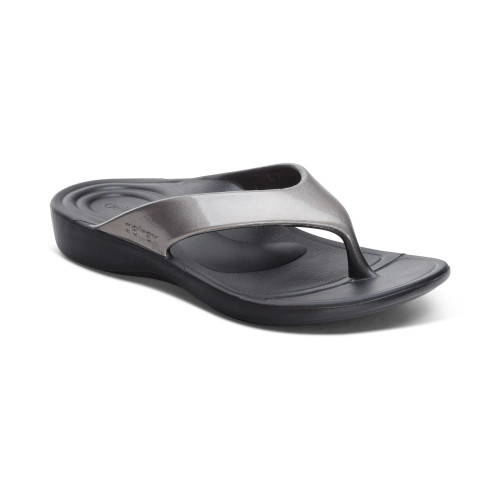 Women's Maui Orthotic Flips - Pewter Metallic