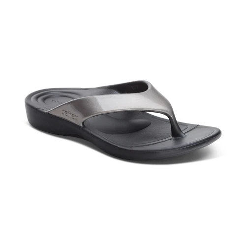Women's Maui Orthotic Flips - Pewter Metallic