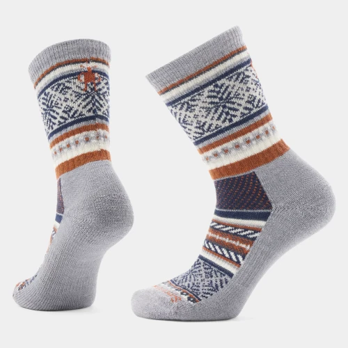 Women's Cozy Fair Isle Sweater Crew Socks - Light Gray
