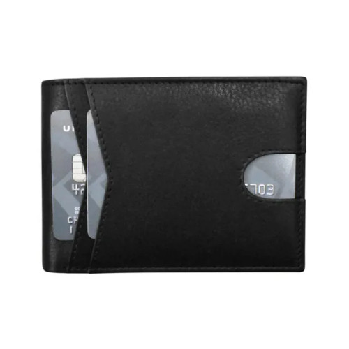 Men's Premium Leather Front Pocket Bifold - Black
